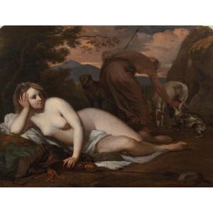 Barend Graat (1628-1709) Diana The Huntress And Her Dogs Naked Hunting