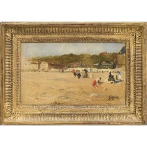 Ferdinand Heilbuth (1829-1889) Crinolines sur la plage de Trouville - Calvados Normandie