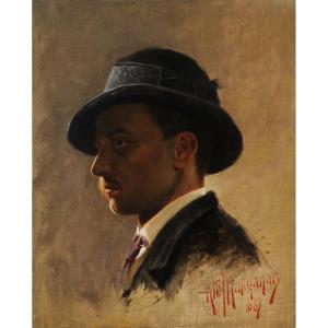 Attilio Manganaro (c.1865 – C.1890) Portrait Of Gabriele d'Annunzio In 1887