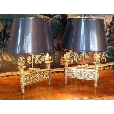 Pair Of Golden Bronze Lamps