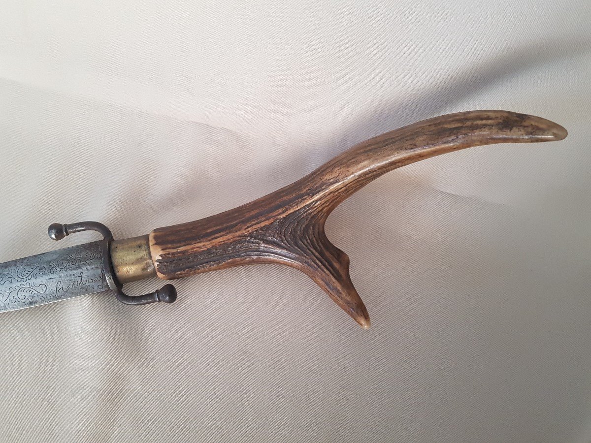 Old Hunting Dagger Deer Antler Handle-photo-3