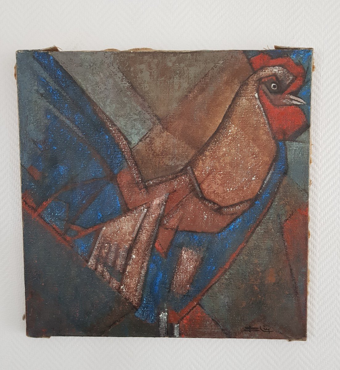 Coq Tableau Post Cubiste Circa 1960/1970