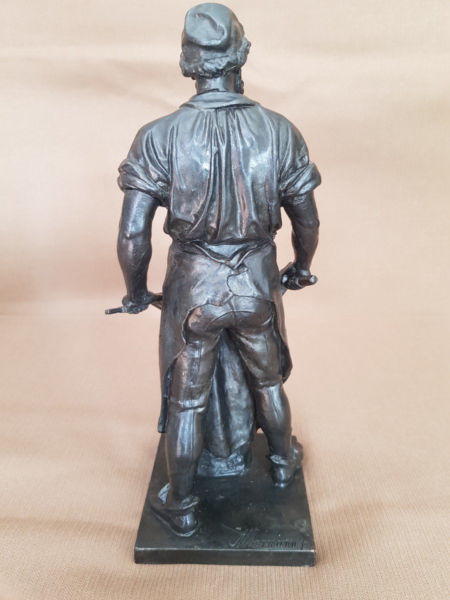 Bronze "the Blacksmith" By Wilhem Albermann Circa 1890/1900-photo-3