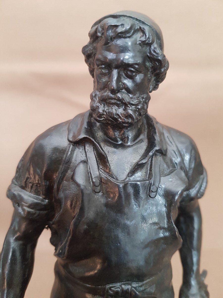 Bronze "the Blacksmith" By Wilhem Albermann Circa 1890/1900-photo-1