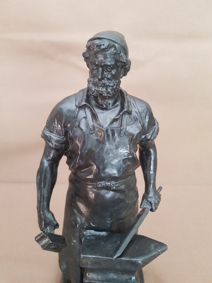 Bronze "the Blacksmith" By Wilhem Albermann Circa 1890/1900-photo-2