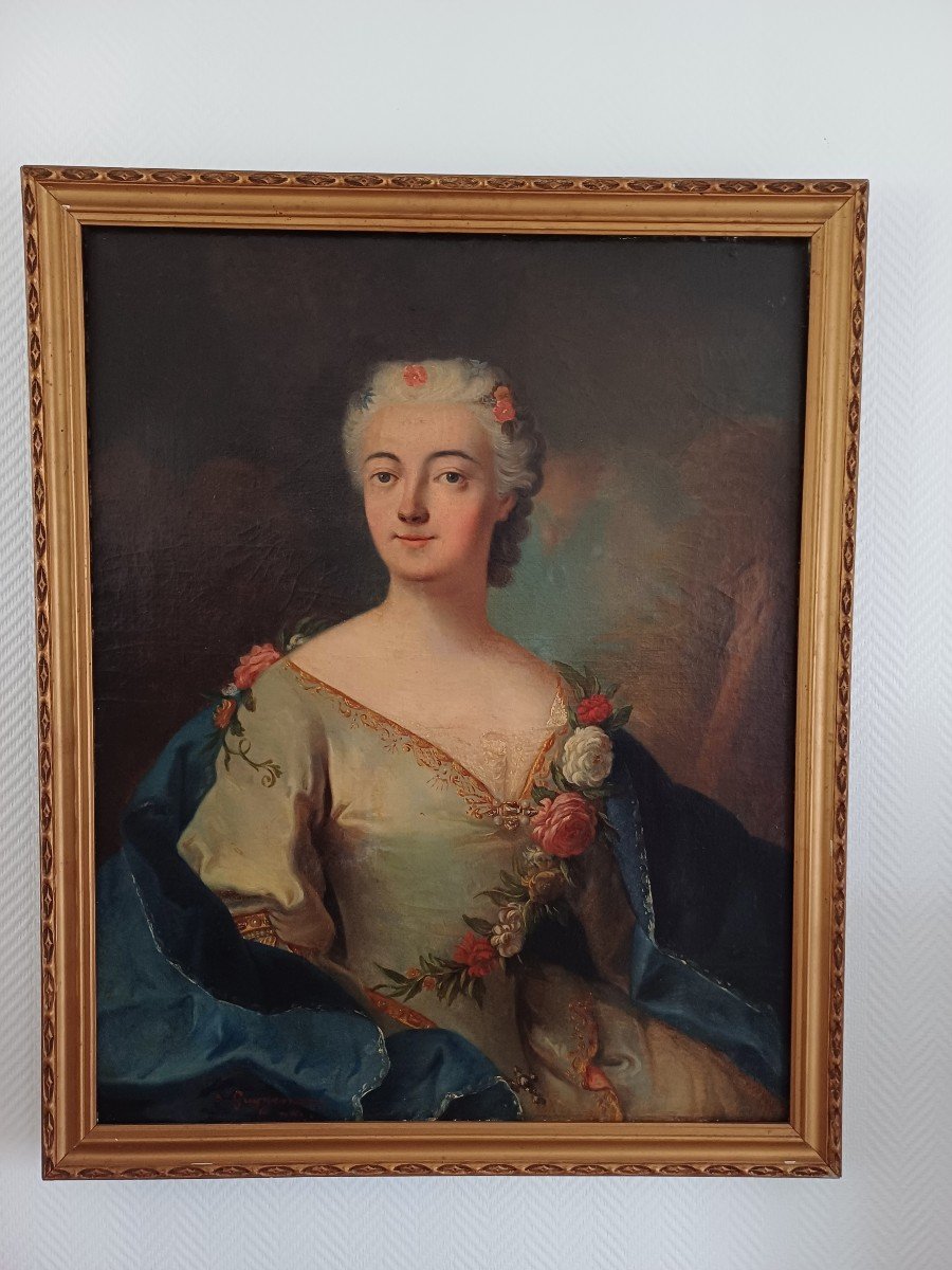 Grand Portrait De Femme De Qualité Milieu 19 E , Signé A.Guyemer La Motte -photo-4