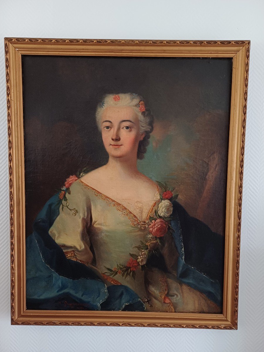 Grand Portrait De Femme De Qualité Milieu 19 E , Signé A.Guyemer La Motte -photo-7