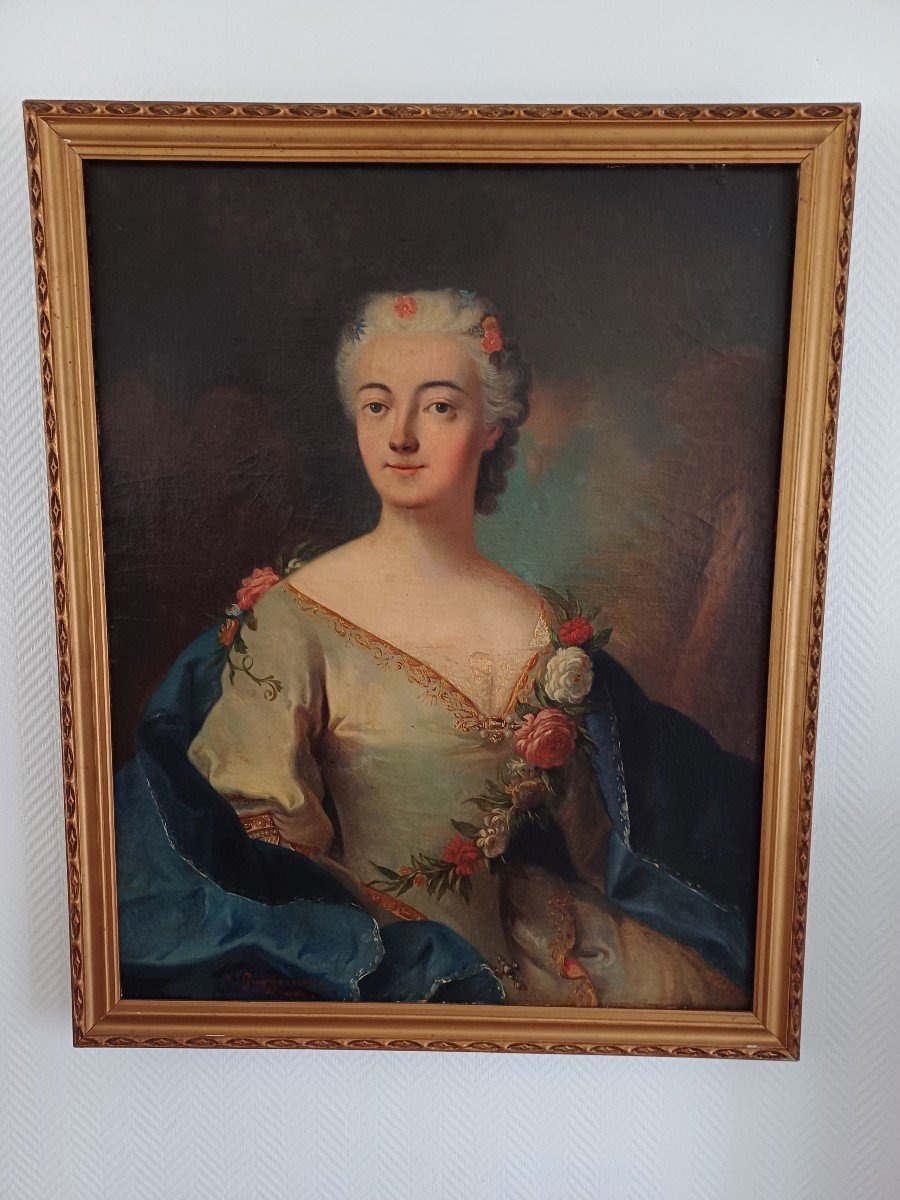 Grand Portrait De Femme De Qualité Milieu 19 E , Signé A.Guyemer La Motte 