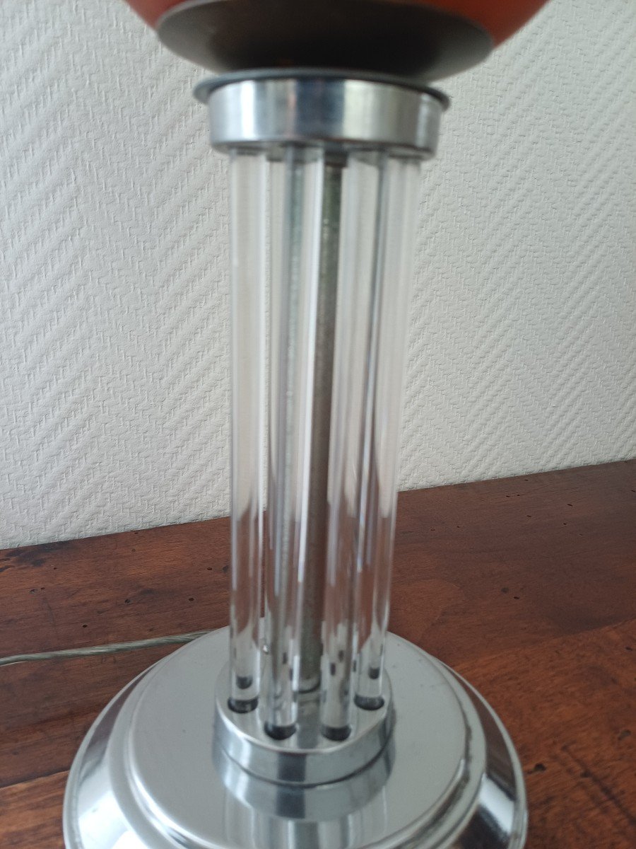 Art Deco Chrome And Glass Paste Lamp Circa 1930/40-photo-3