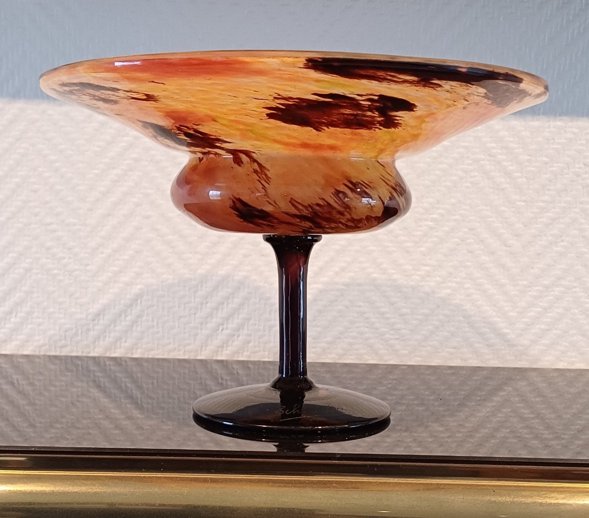 Coupe Bijou Schneider Art Déco Pâte De Verre Circa 1920-photo-7