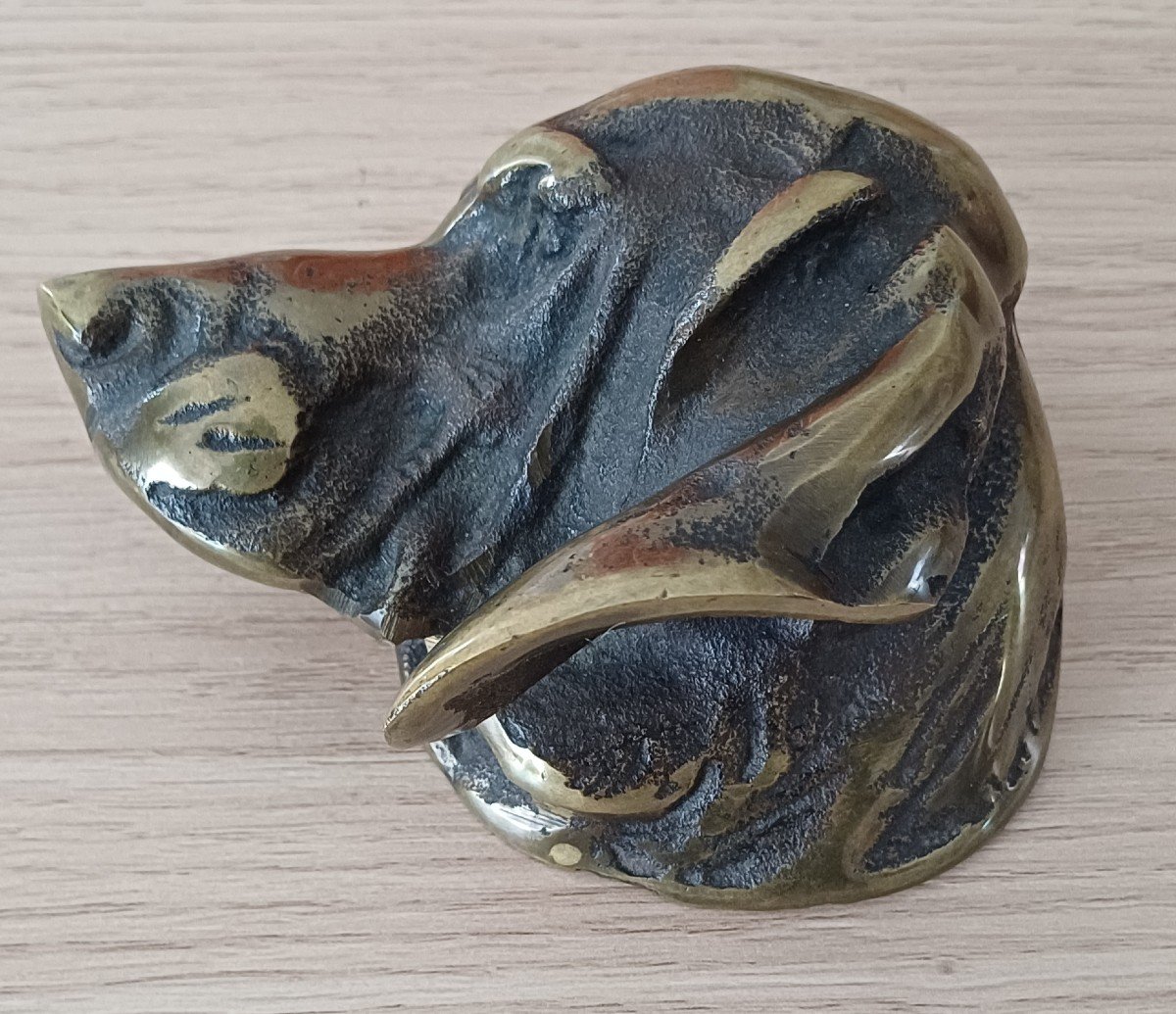 Bronze Paperweight With A Hound's Head, Hunting Dog -photo-1