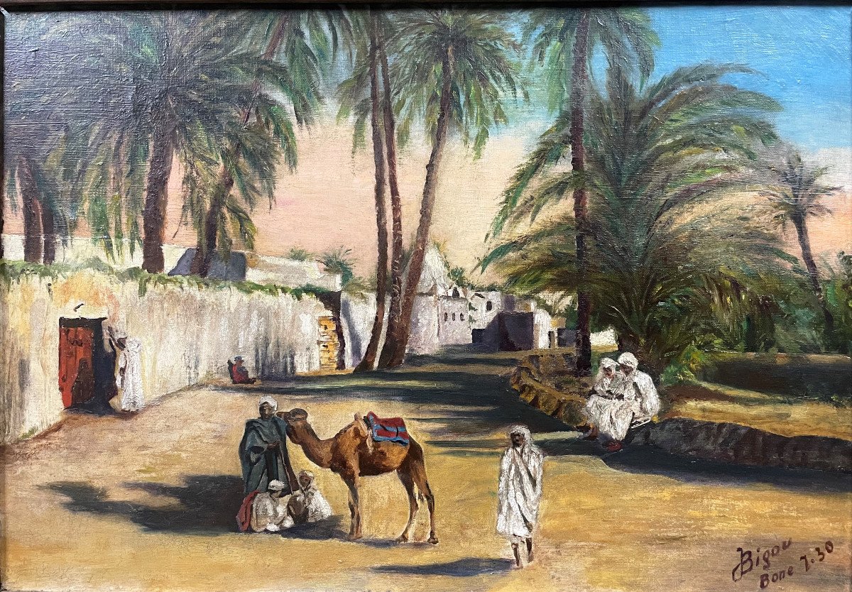 Orientalist Scene, Oil On Canvas-photo-2