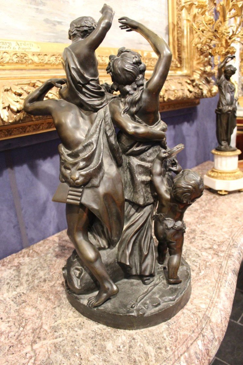 Sculpture En Bronze " Bacchanale " Signé Clodion-photo-3