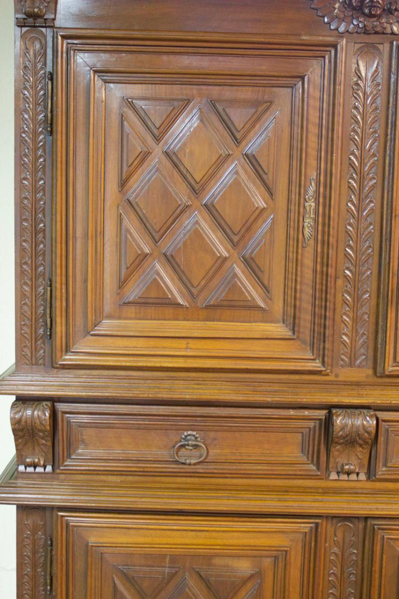 Buffet 4 Shutters Walnut Style Louis XIII.-photo-2