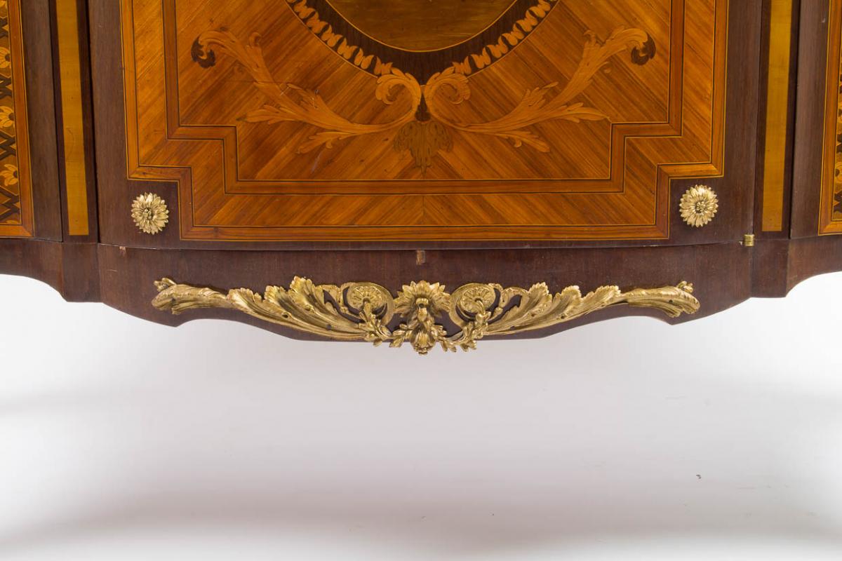 Buffet Support Height In Marquetry And Gilt Bronze Marble Top, XIX.-photo-2