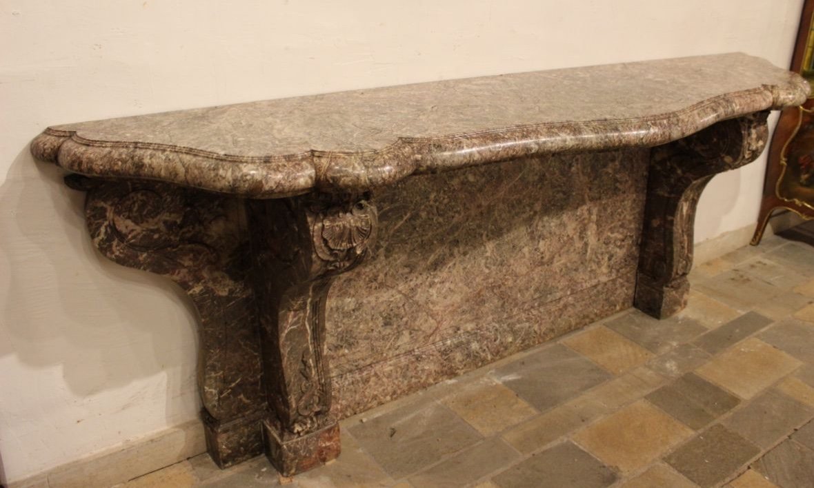 Important Console Marble Style Regency Period XIX.-photo-1