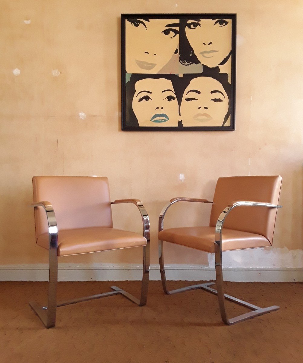 Pair Of Armchairs By Mies Van Der Rohe.-photo-6