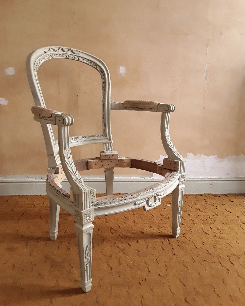 Fauteuil d'époque Louis XVI.  Attribué à P.n .pillot. -photo-1