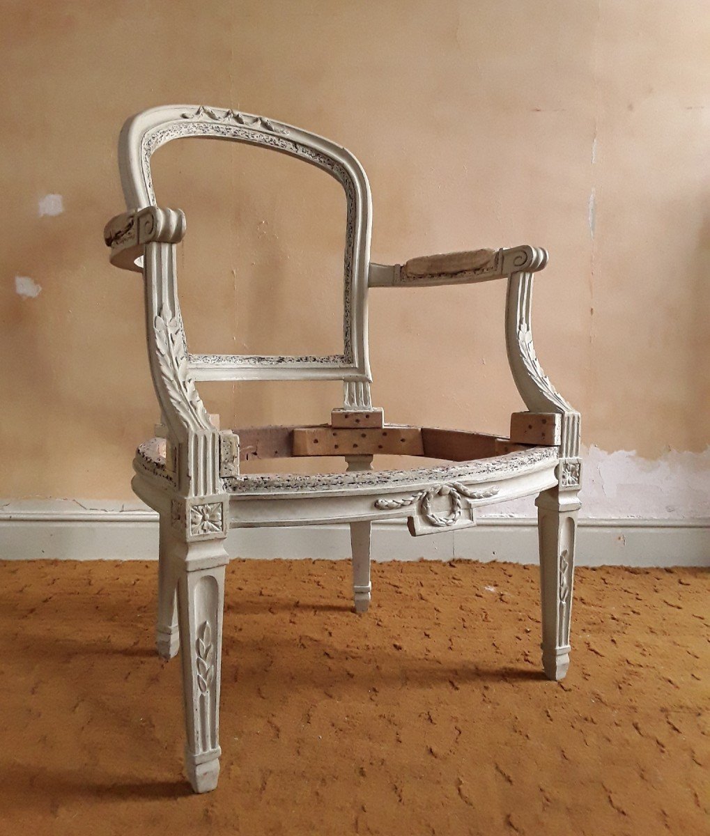 Fauteuil d'époque Louis XVI.  Attribué à P.n .pillot. -photo-7