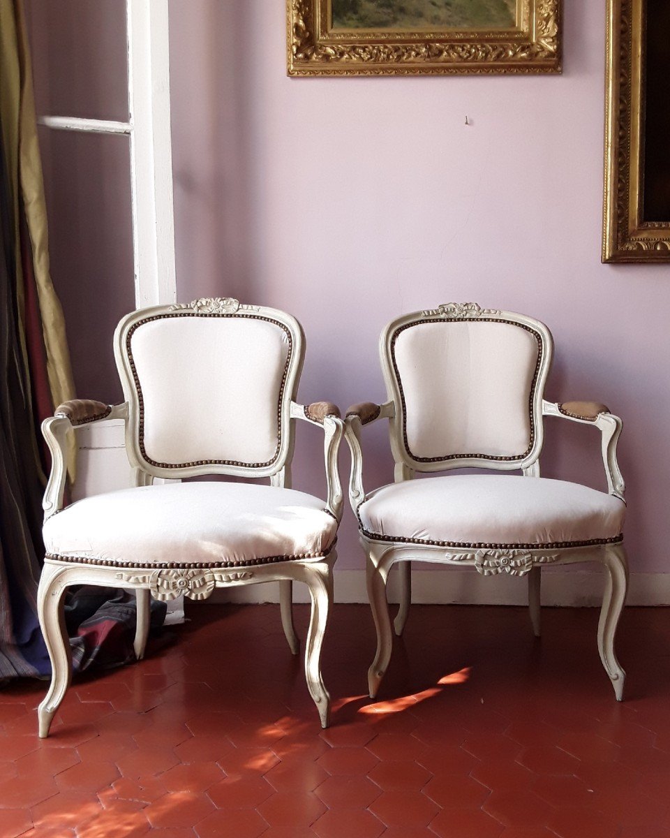 Paire De Fauteuils d'époque XVIII ème Par F.n. Geny.