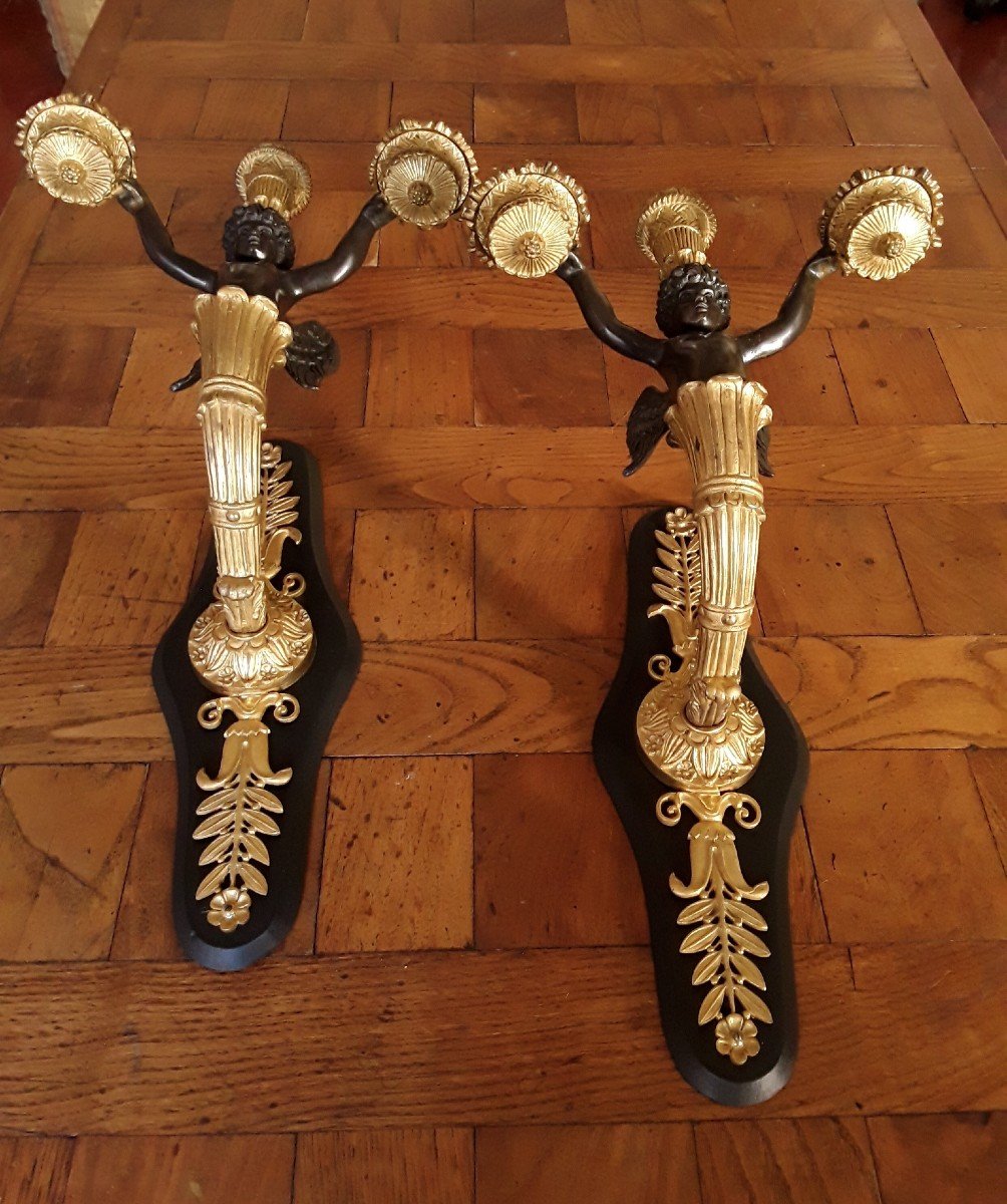 Pair Of Cherub Sconces.-photo-4