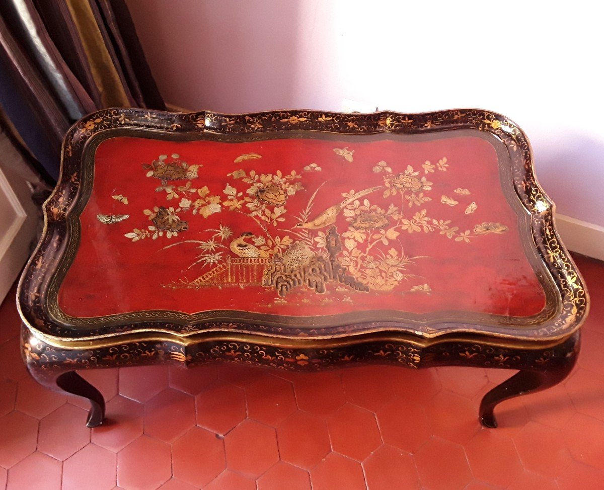 Table Basse En Laque Polychrome. -photo-2