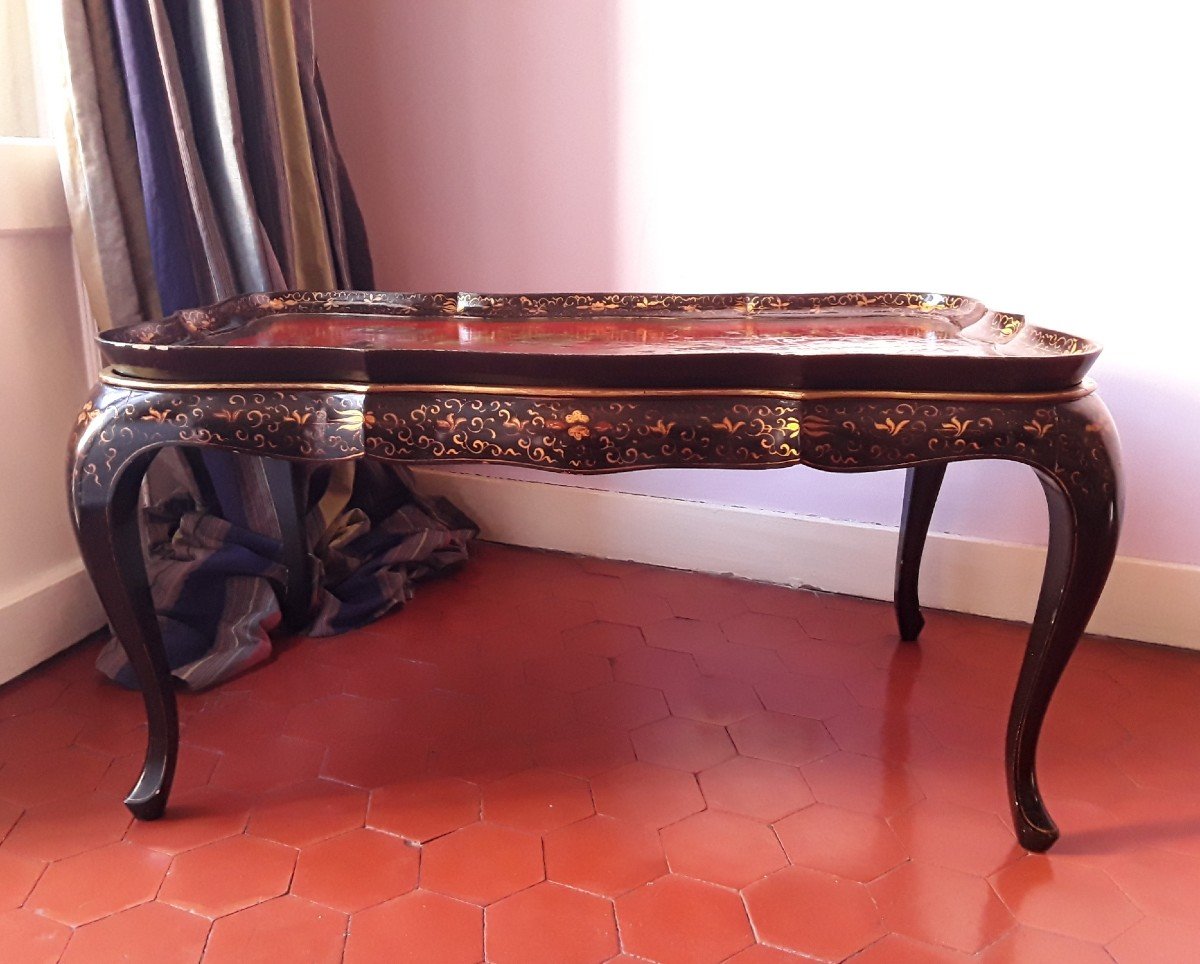 Table Basse En Laque Polychrome. -photo-5