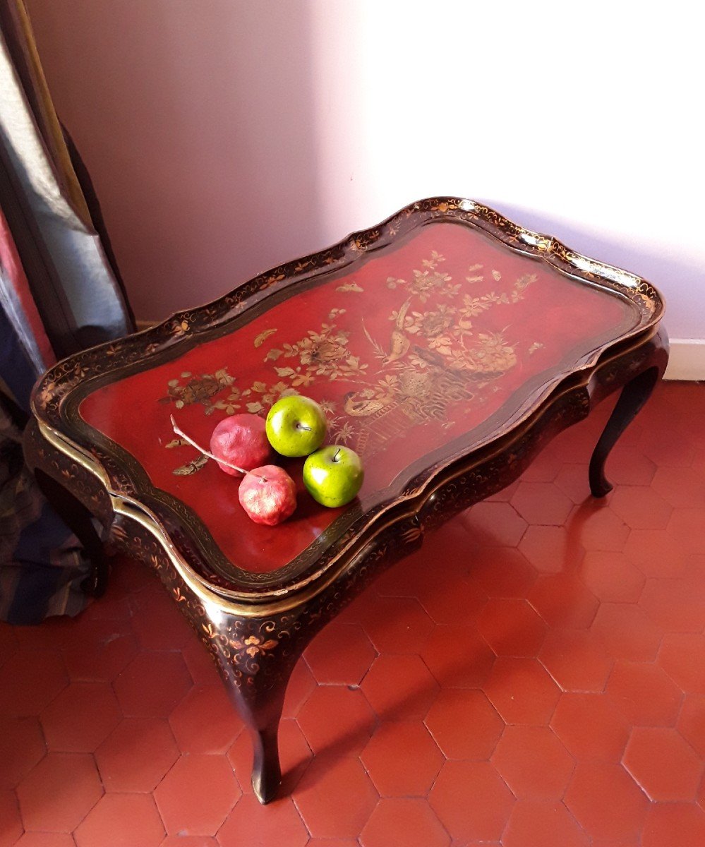 Table Basse En Laque Polychrome. -photo-6