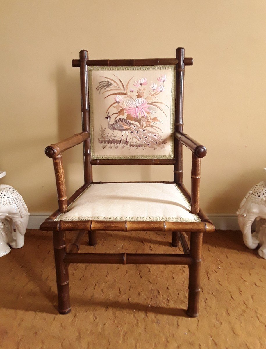 Bamboo Armchair From The 19th Century.