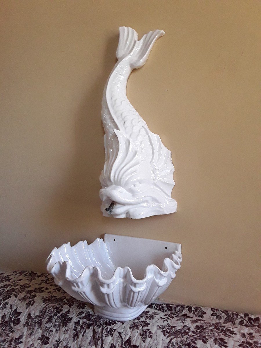 Fountain (hand Wash) In White Earthenware.-photo-3