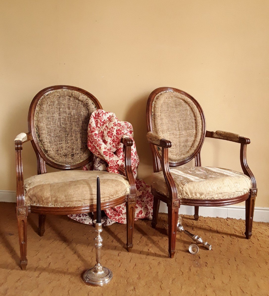 Pair Of Louis XVI Period Armchairs Attributed To P. Pillot. -photo-2