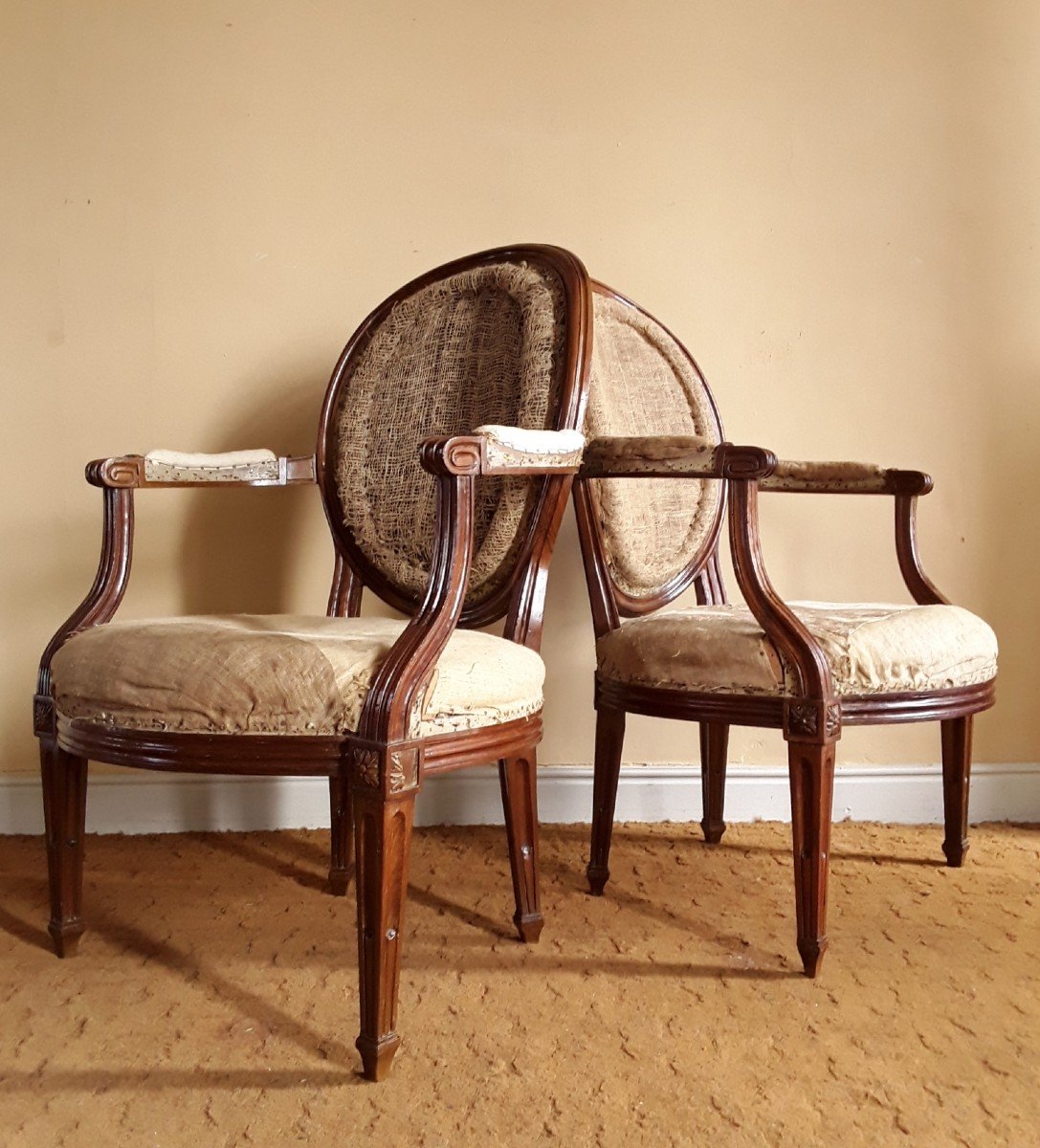 Pair Of Louis XVI Period Armchairs Attributed To P. Pillot. -photo-3