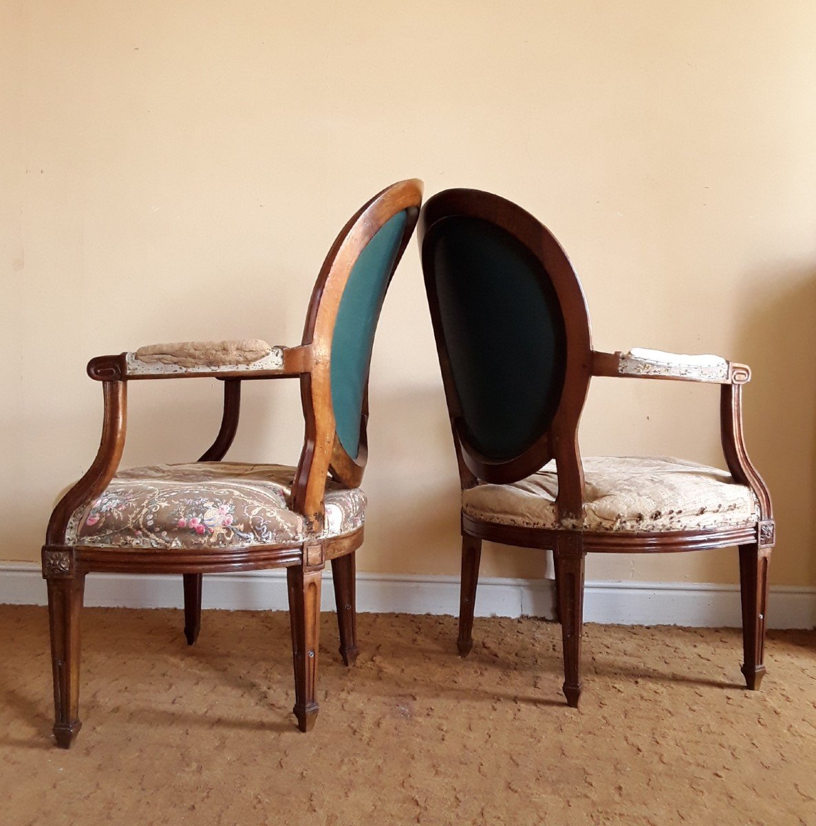 Pair Of Louis XVI Period Armchairs Attributed To P. Pillot. -photo-3