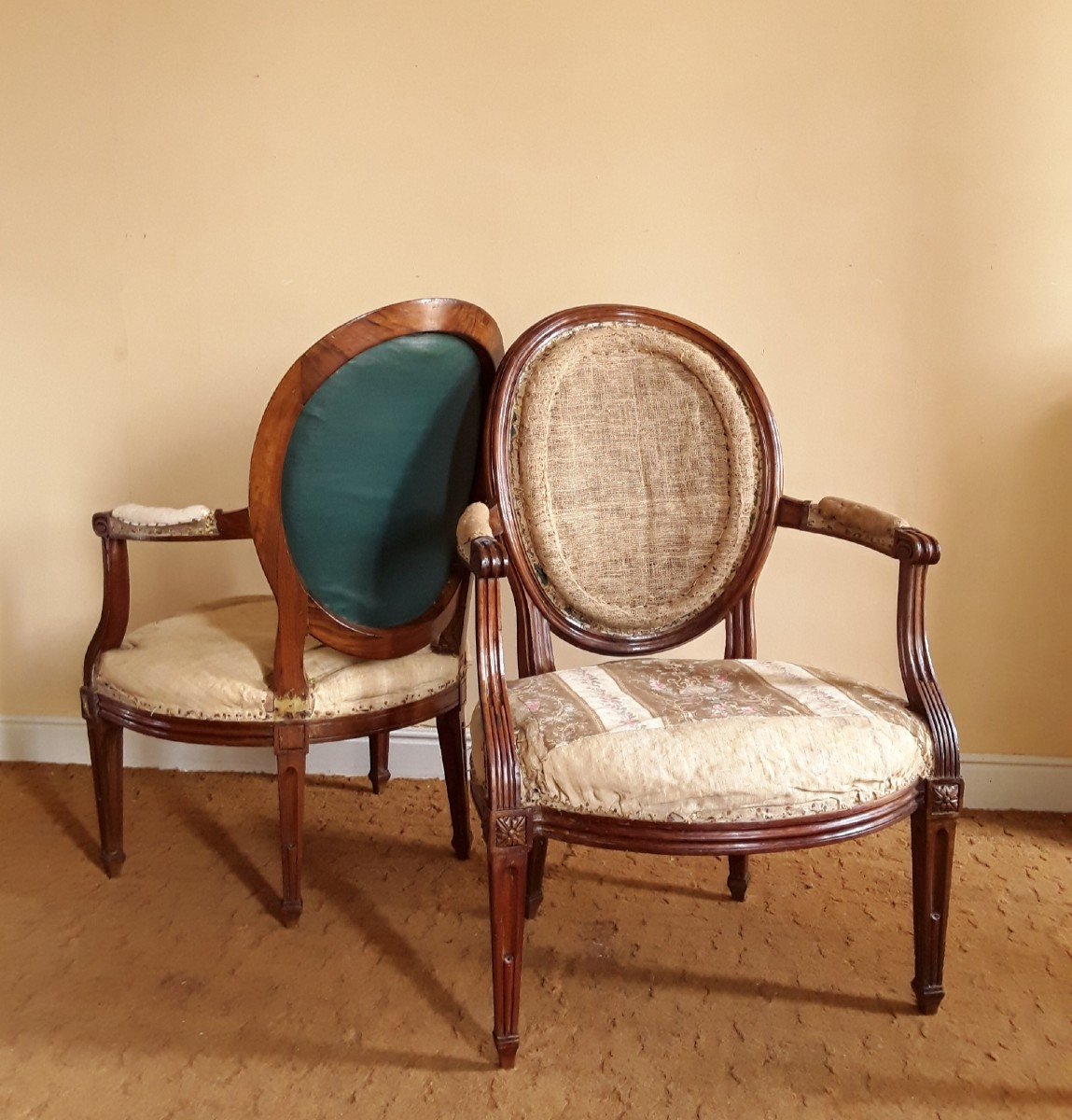 Pair Of Louis XVI Period Armchairs Attributed To P. Pillot. -photo-6