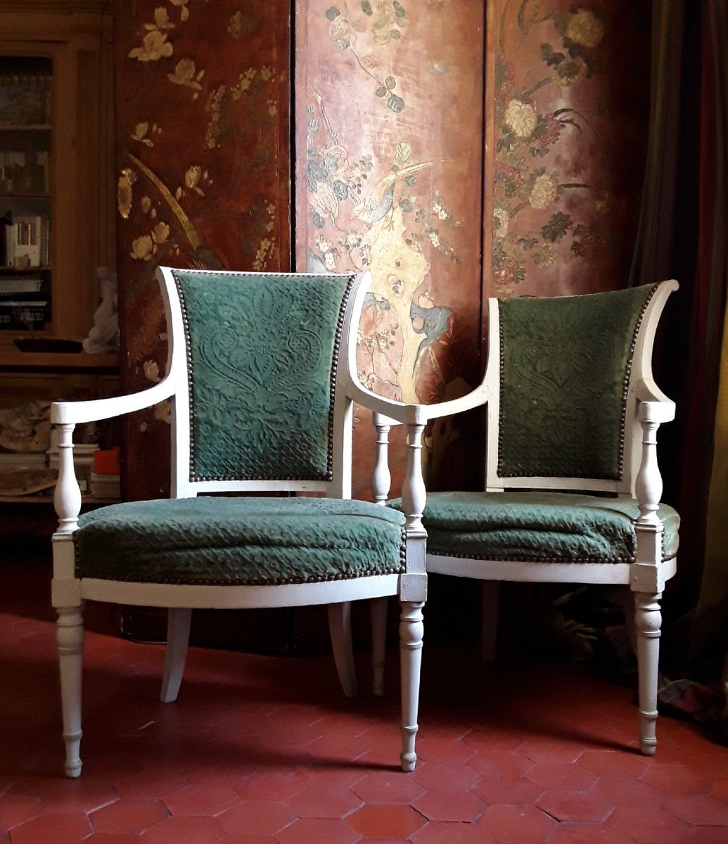 Pair Of Directoire Period Armchairs. -photo-2