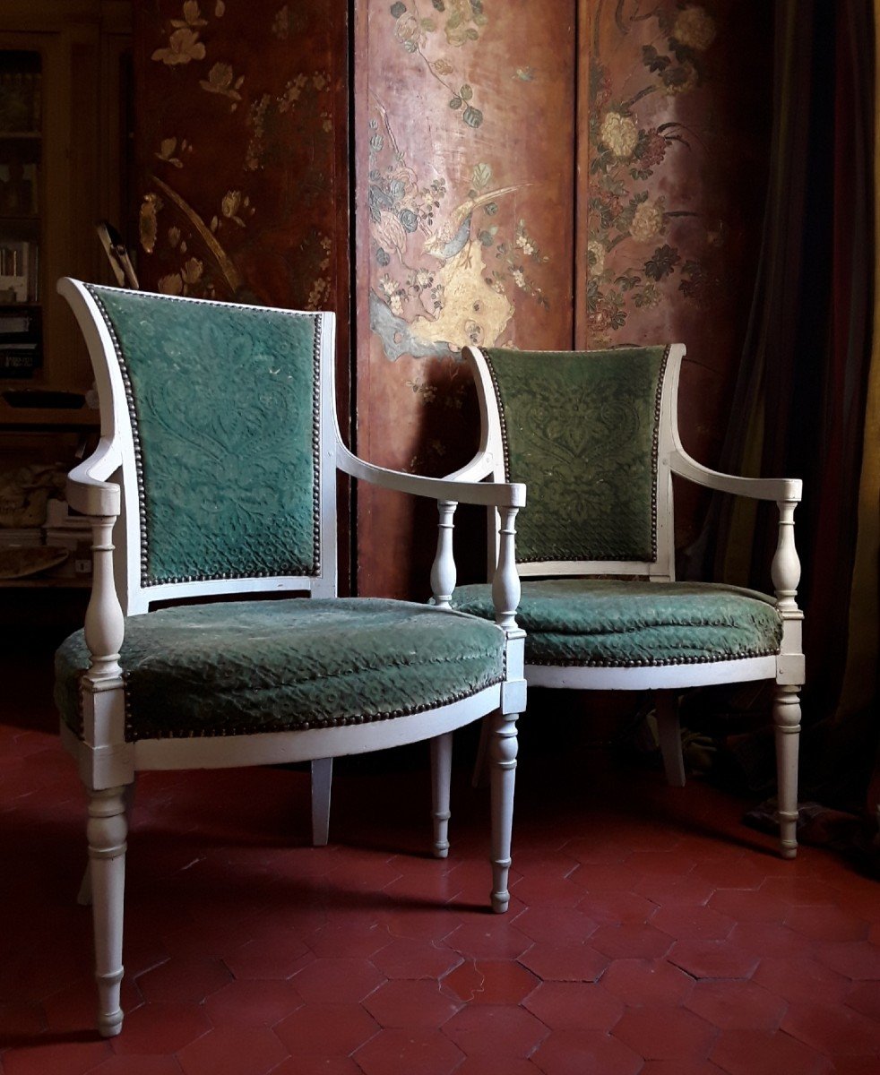 Pair Of Directoire Period Armchairs. 