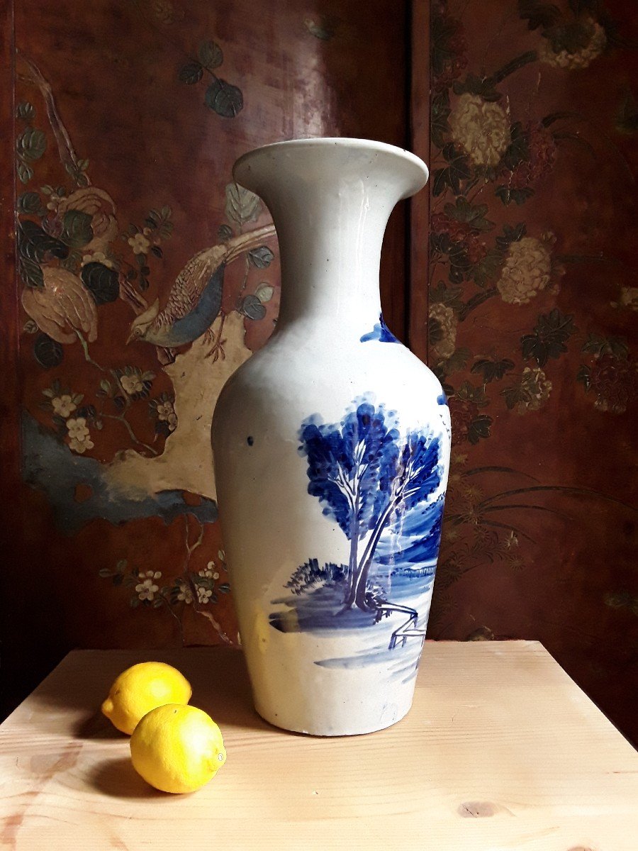 Grand Vase En Porcelaine De Chine. -photo-2