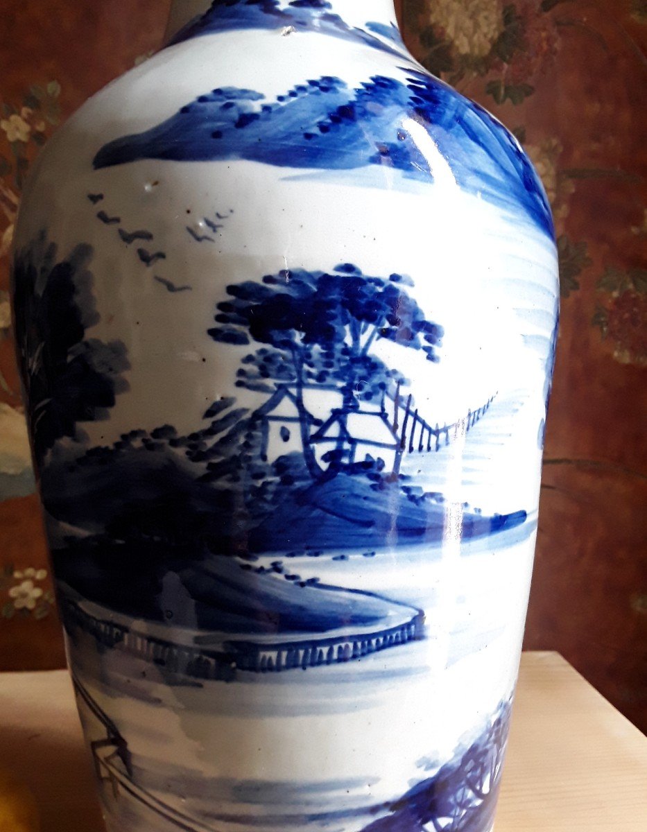 Grand Vase En Porcelaine De Chine. -photo-3