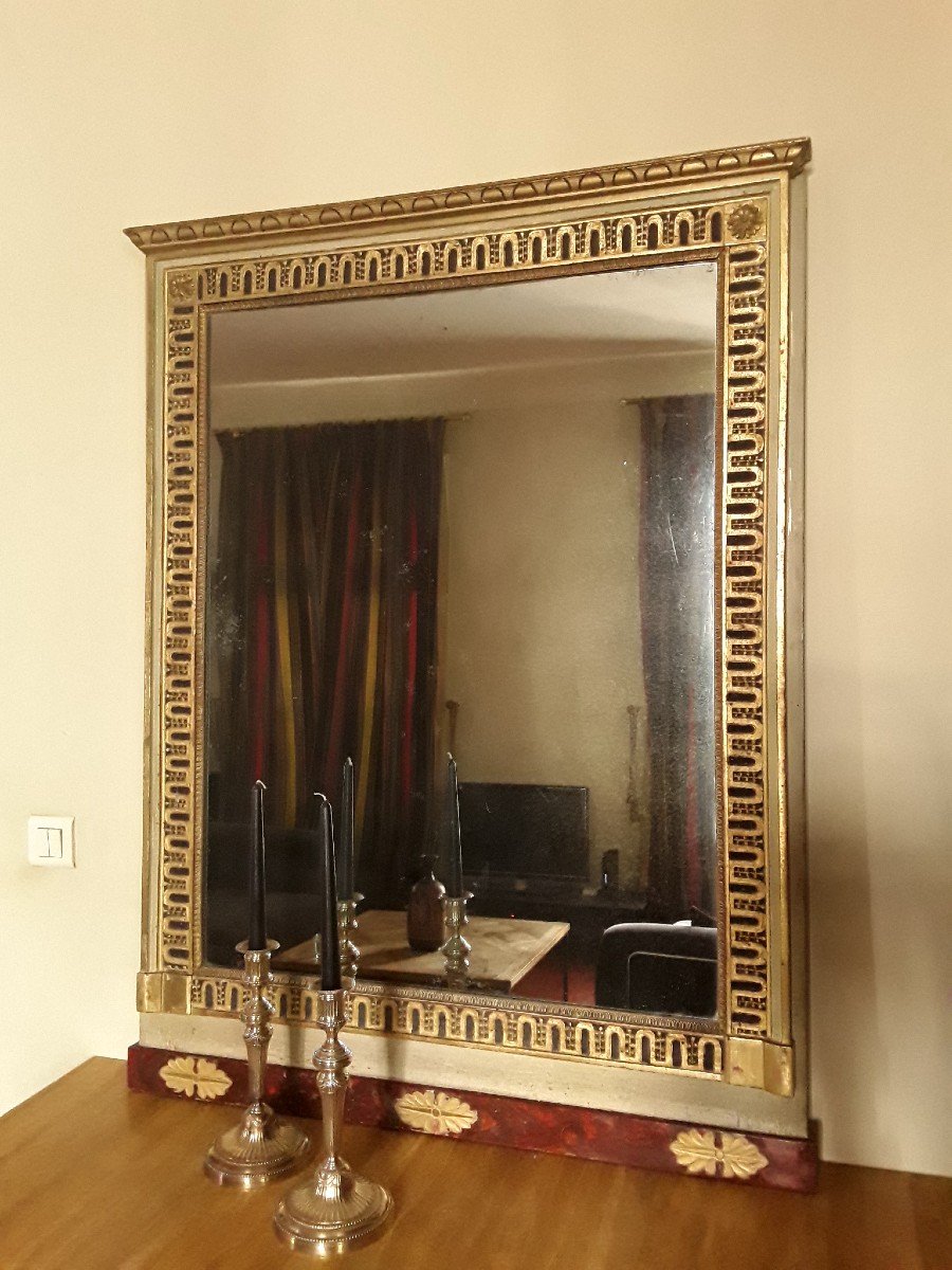 Neo Classic Mirror In Gilded Wood. -photo-3