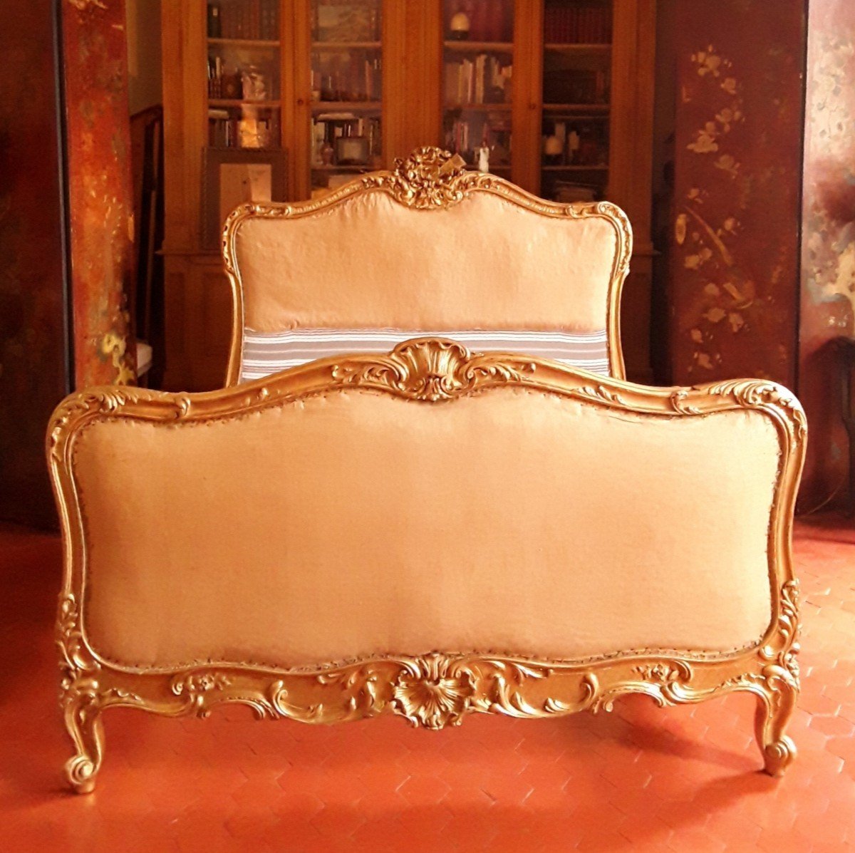 Gilded Wooden Bed. Stamped Leys In Paris. -photo-4