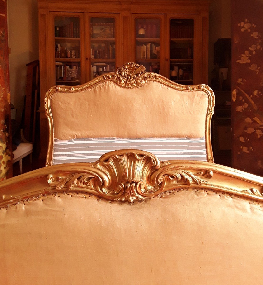 Gilded Wooden Bed. Stamped Leys In Paris. -photo-3