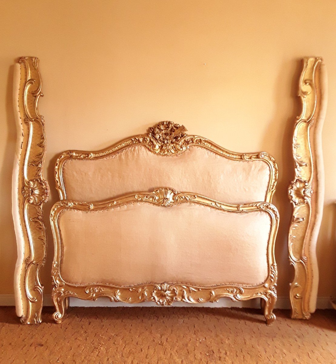 Gilded Wooden Bed. Stamped Leys In Paris. -photo-1