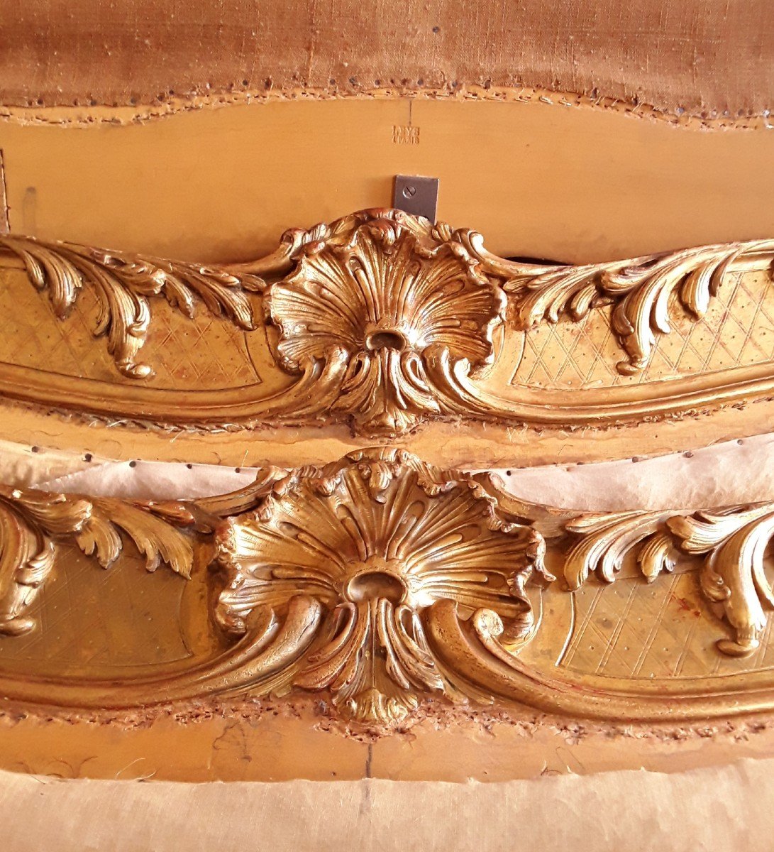 Gilded Wooden Bed. Stamped Leys In Paris. -photo-6