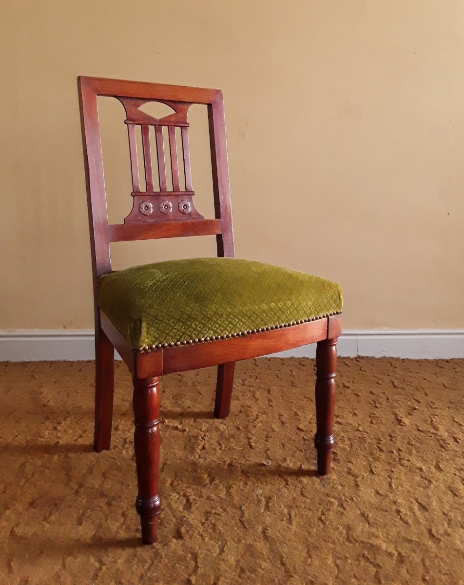 Pair Of Empire Period Chairs Stamped Bellangé. -photo-2