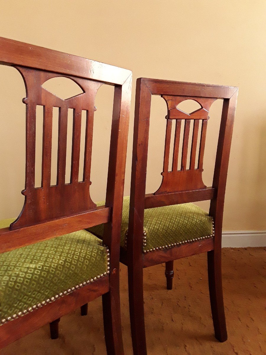 Pair Of Empire Period Chairs Stamped Bellangé. -photo-3