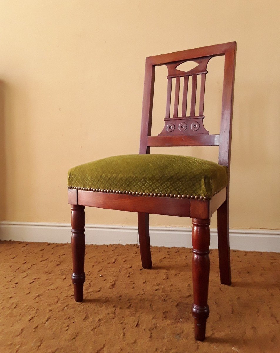 Pair Of Empire Period Chairs Stamped Bellangé. -photo-4