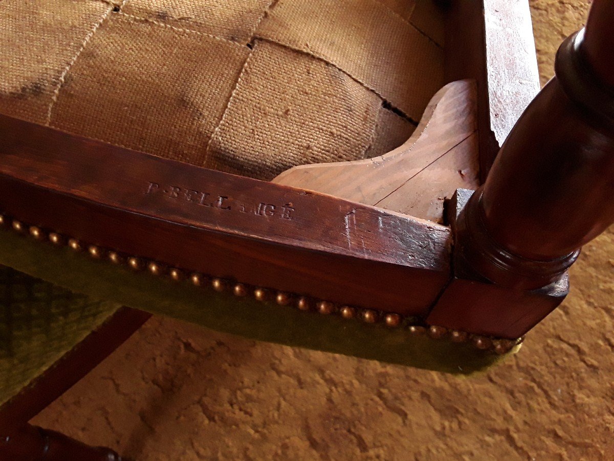 Pair Of Empire Period Chairs Stamped Bellangé. -photo-3