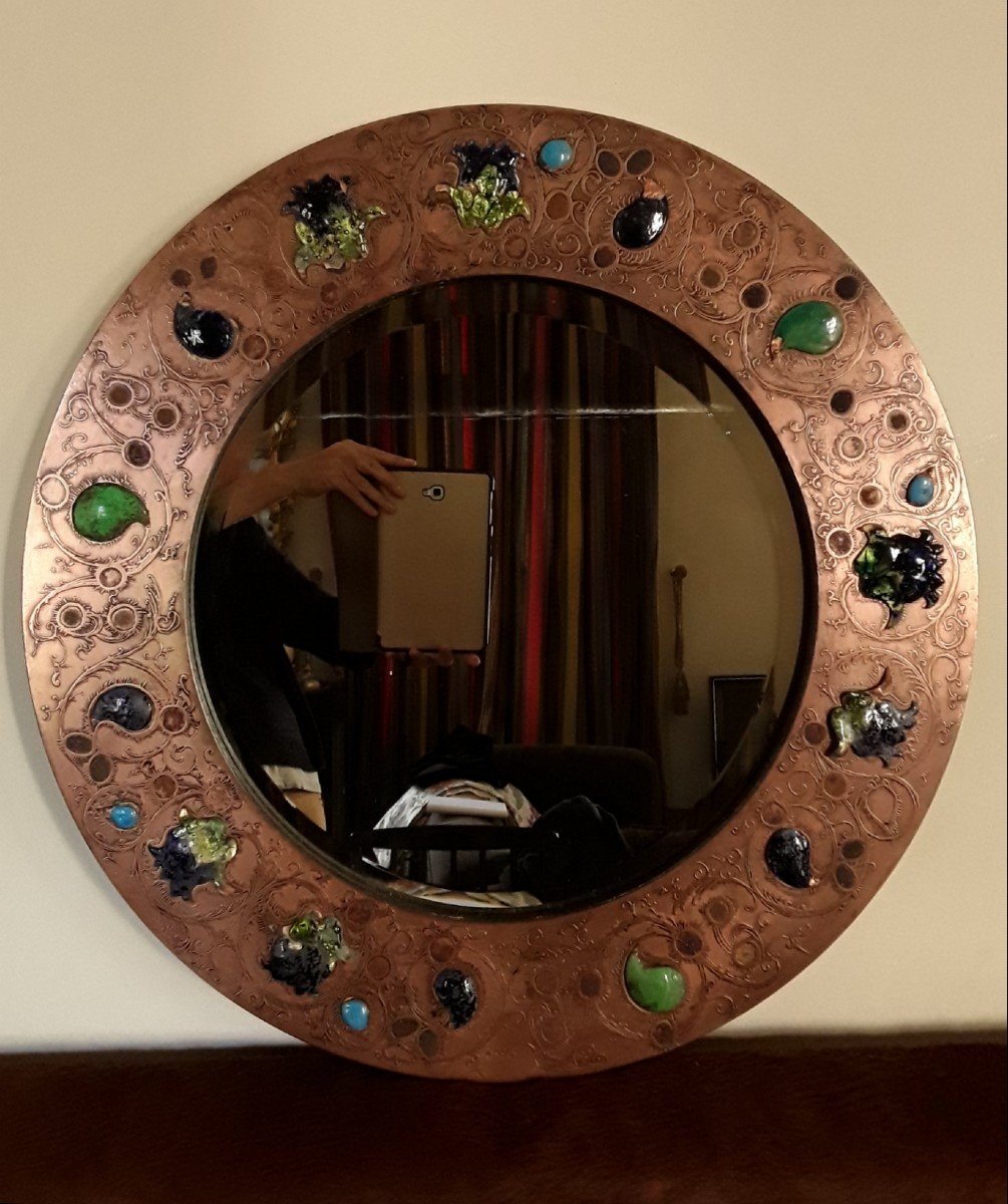 Important Circular Mirror From The 70's. (diameter 65 Cm).-photo-2