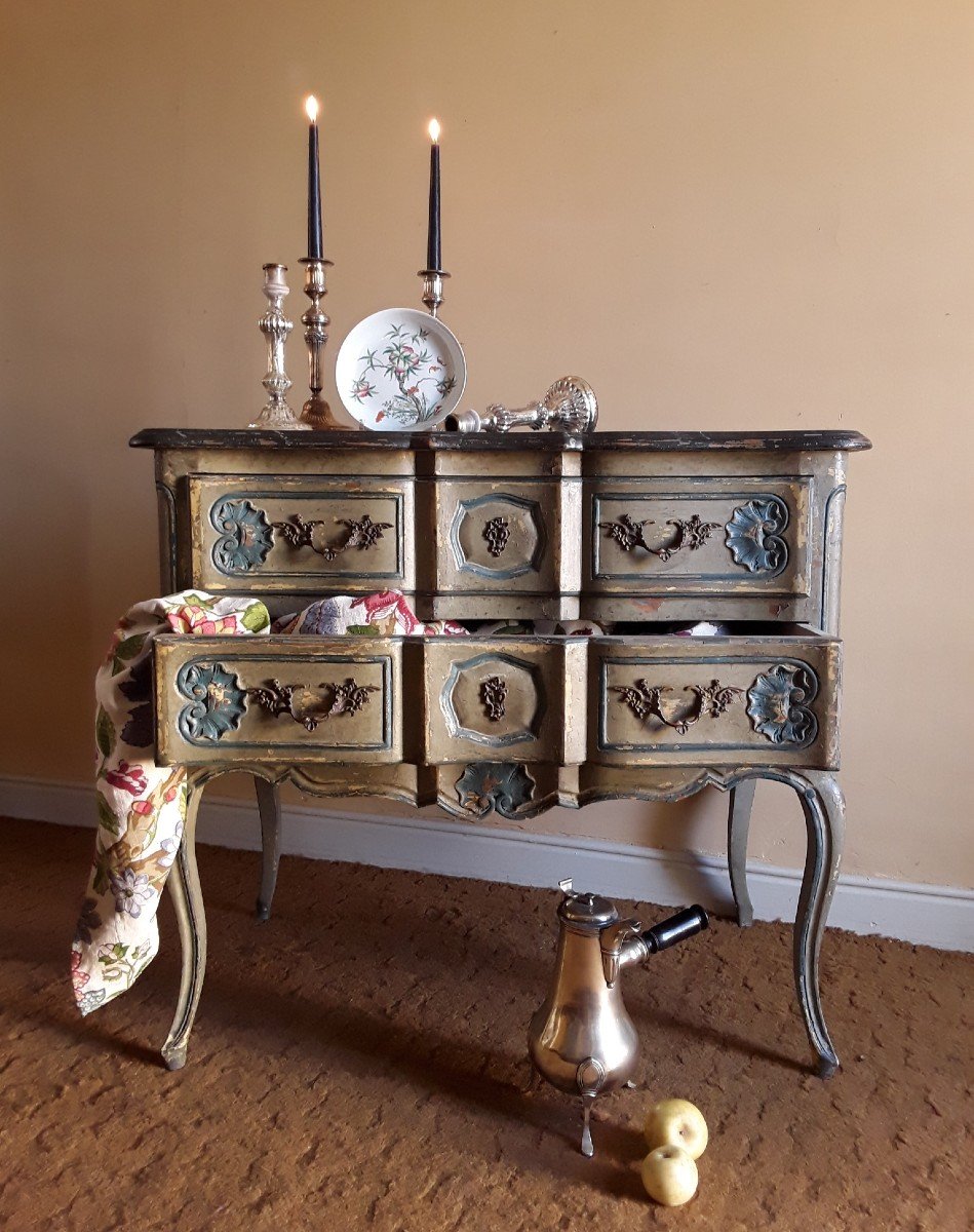 L XV Style Lacquered Wood Chest Of Drawers.