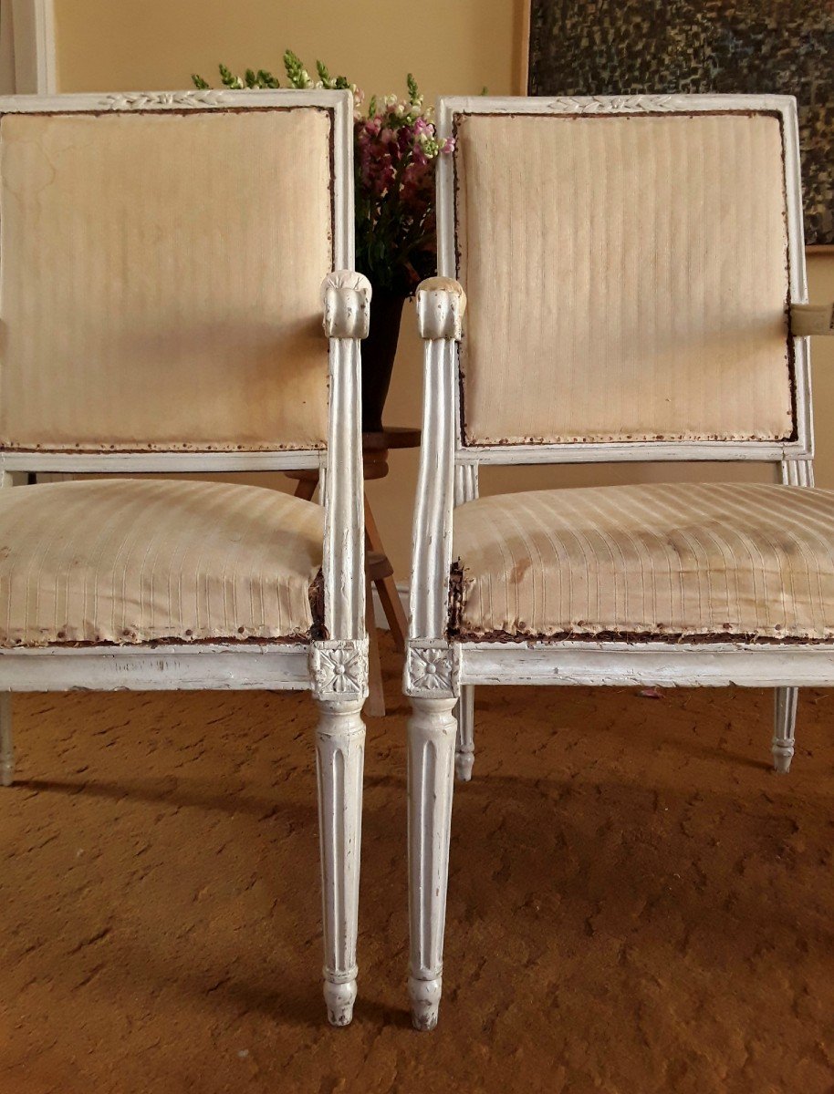 Paire De Fauteuils d'époque Louis XVI. -photo-4